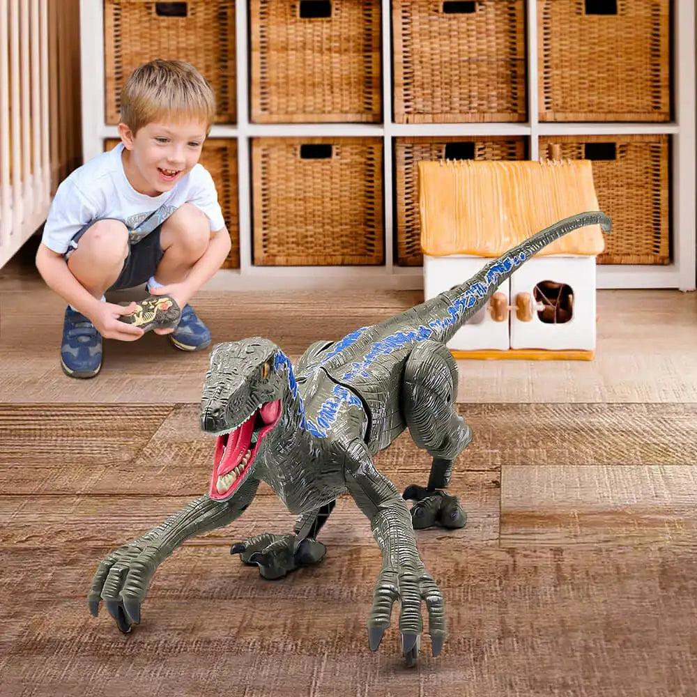 RC Walking Velociraptor Dinosaur Toy with Lights & Sound by HitMyNeed