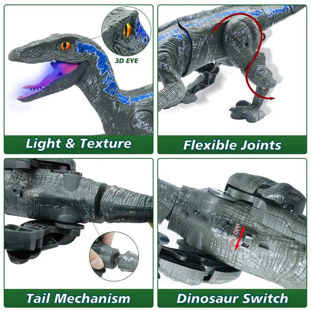 RC Walking Velociraptor Dinosaur Toy with Lights & Sound by HitMyNeed