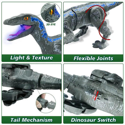 RC Walking Velociraptor Dinosaur Toy with Lights & Sound by HitMyNeed