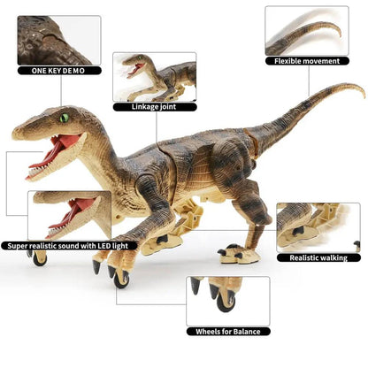 RC Walking Velociraptor Dinosaur Toy with Lights & Sound by HitMyNeed