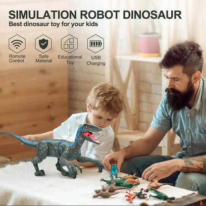 RC Walking Velociraptor Dinosaur Toy with Lights & Sound by HitMyNeed