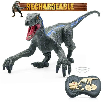 RC Walking Velociraptor Dinosaur Toy with Lights & Sound blue by HitMyNeed