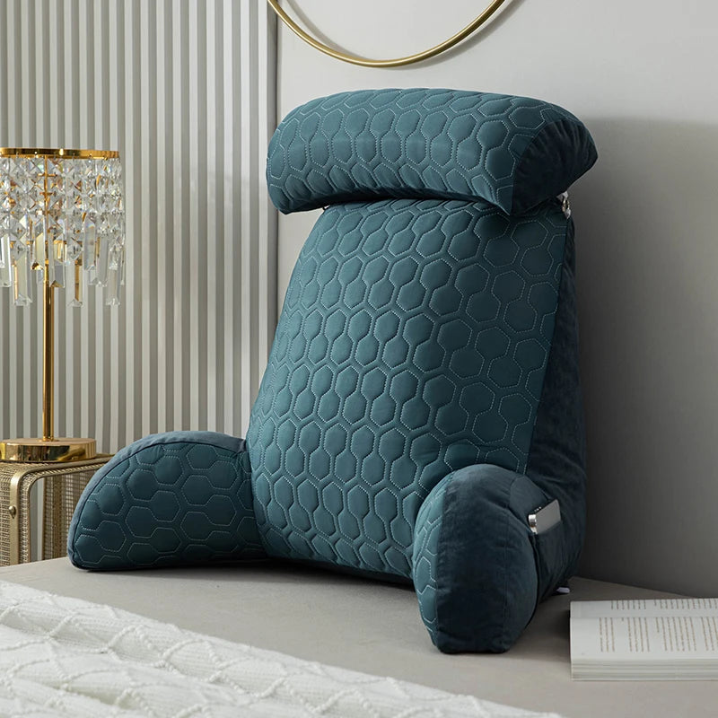 Reading Pillow Backrest with Arms and Washable Cover back-pillow-blue-a by HitMyNeed