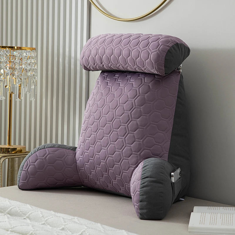 Reading Pillow Backrest with Arms and Washable Cover back-pillow-purple by HitMyNeed