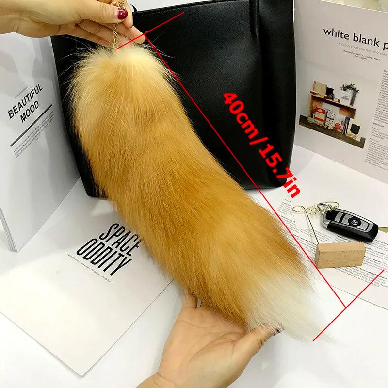 Real Fox Fur Tail Keychain Pendant 40cm by HitMyNeed