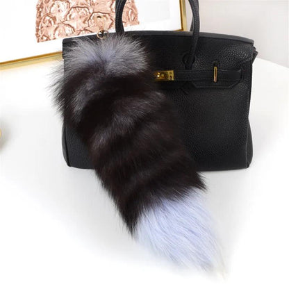 Real Fox Fur Tail Keychain Pendant 40cm color-10 by HitMyNeed