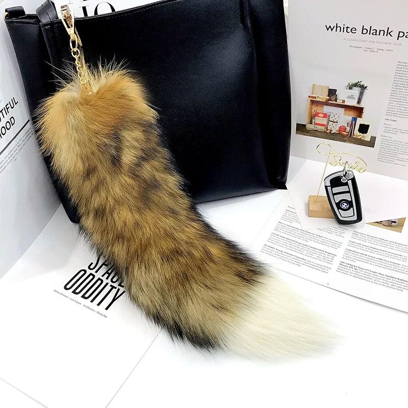 Real Fox Fur Tail Keychain Pendant 40cm color-11 by HitMyNeed