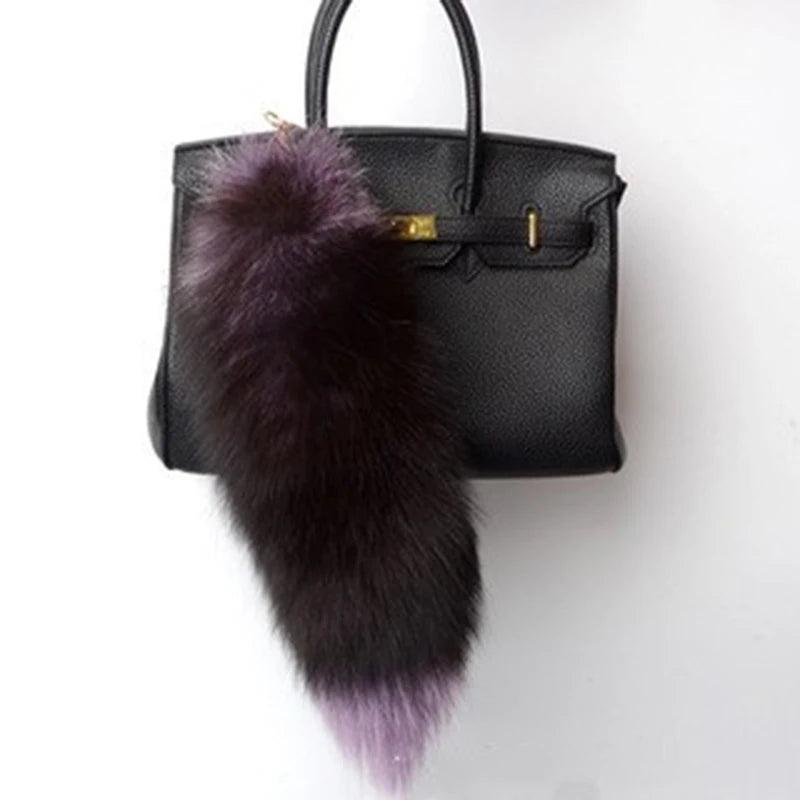 Real Fox Fur Tail Keychain Pendant 40cm color-3 by HitMyNeed