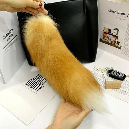 Real Fox Fur Tail Keychain Pendant 40cm color-6 by HitMyNeed