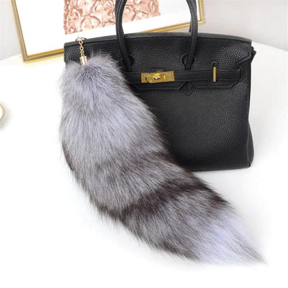 Real Fox Fur Tail Keychain Pendant 40cm color-9 by HitMyNeed