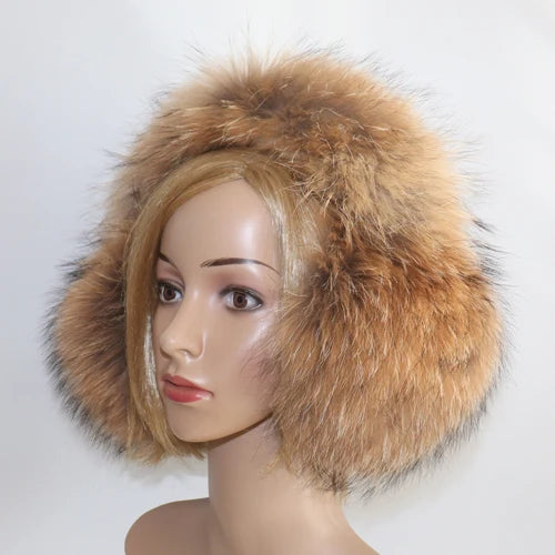 Real Fox Fur Winter Earmuffs and Scarf for Women raccoon-fur by HitMyNeed
