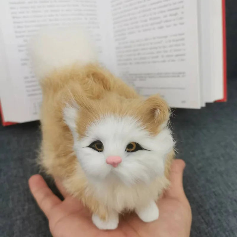Realistic Cat Plush Toy - Soft Mini Kitten Model by HitMyNeed