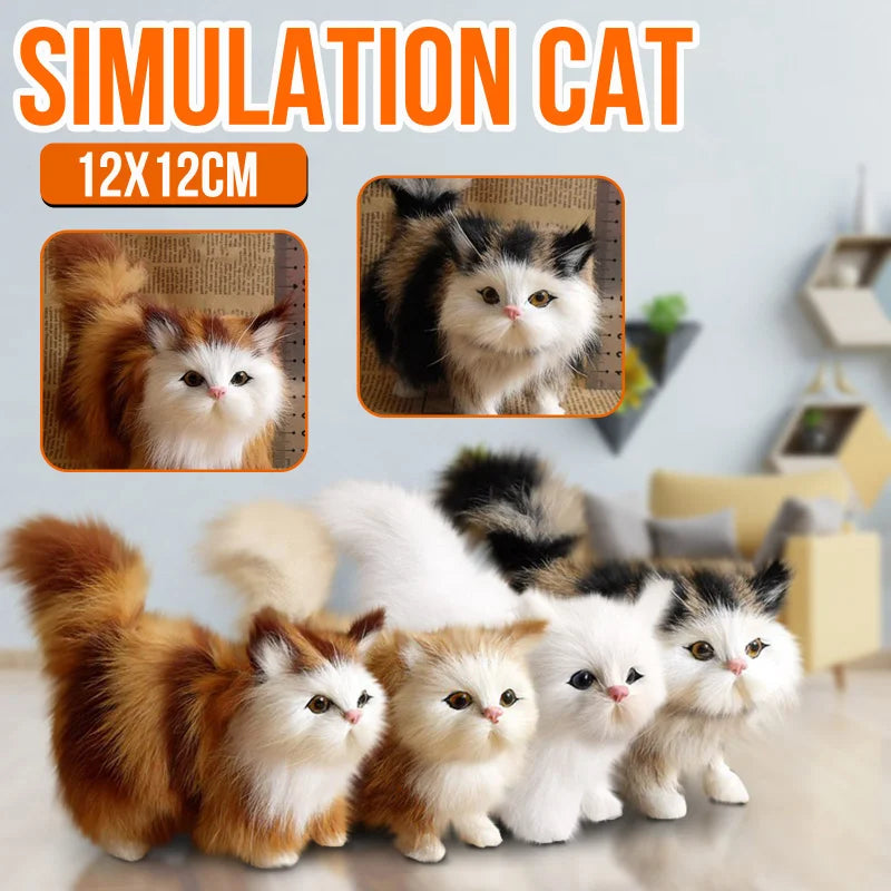Realistic Cat Plush Toy - Soft Mini Kitten Model by HitMyNeed
