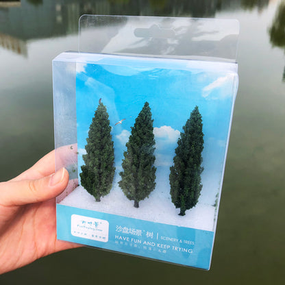 Realistic Miniature Pine Trees Set (3pcs, 95mm) by HitMyNeed