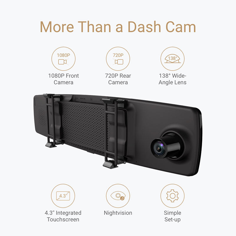 Rear View Mirror Dash Cam with Dual Front & Rear Camera by HitMyNeed