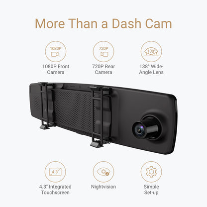 Rear View Mirror Dash Cam with Dual Front & Rear Camera by HitMyNeed