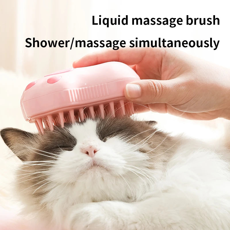 Rechargeable 3‑in‑1 Steam Pet Grooming Brush by HitMyNeed