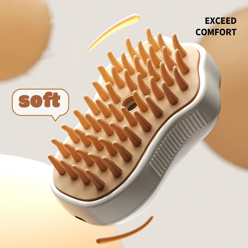 Rechargeable 3‑in‑1 Steam Pet Grooming Brush by HitMyNeed