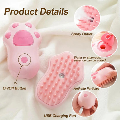 Rechargeable 3‑in‑1 Steam Pet Grooming Brush by HitMyNeed