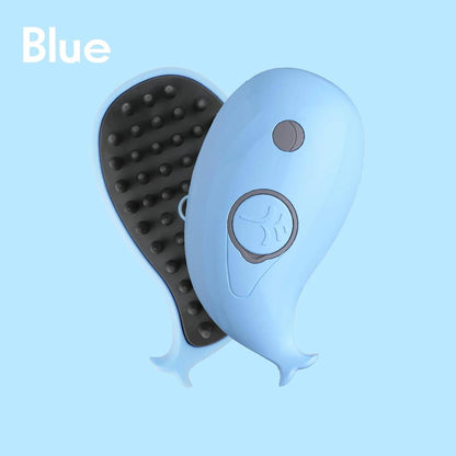 Rechargeable 3‑in‑1 Steam Pet Grooming Brush blue-whale by HitMyNeed
