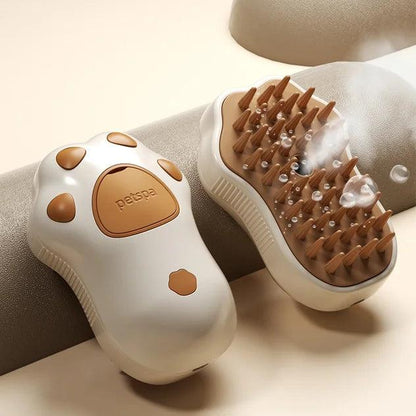 Rechargeable 3‑in‑1 Steam Pet Grooming Brush brown-paw by HitMyNeed