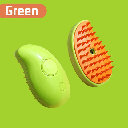 Rechargeable 3‑in‑1 Steam Pet Grooming Brush green-mango by HitMyNeed