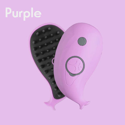Rechargeable 3‑in‑1 Steam Pet Grooming Brush purple-whale by HitMyNeed