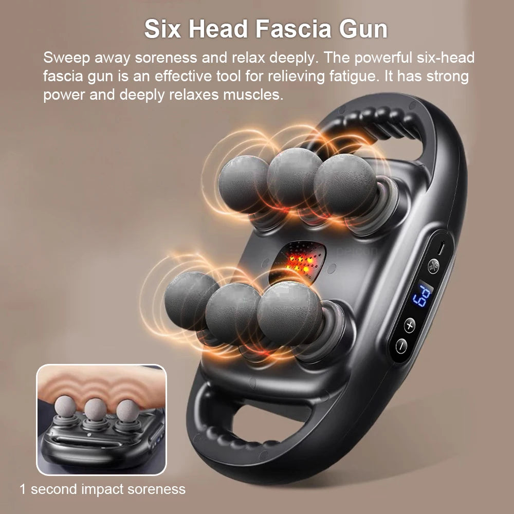 Rechargeable 6‑Head Fascia Muscle Massager Gun by HitMyNeed