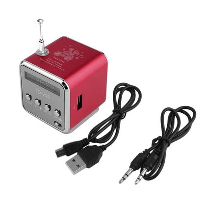 Rechargeable Bluetooth FM Portable Mini Radio red by HitMyNeed