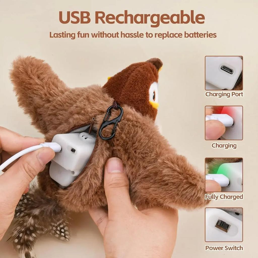 Rechargeable Chirping Bird Cat Toy with Catnip by HitMyNeed