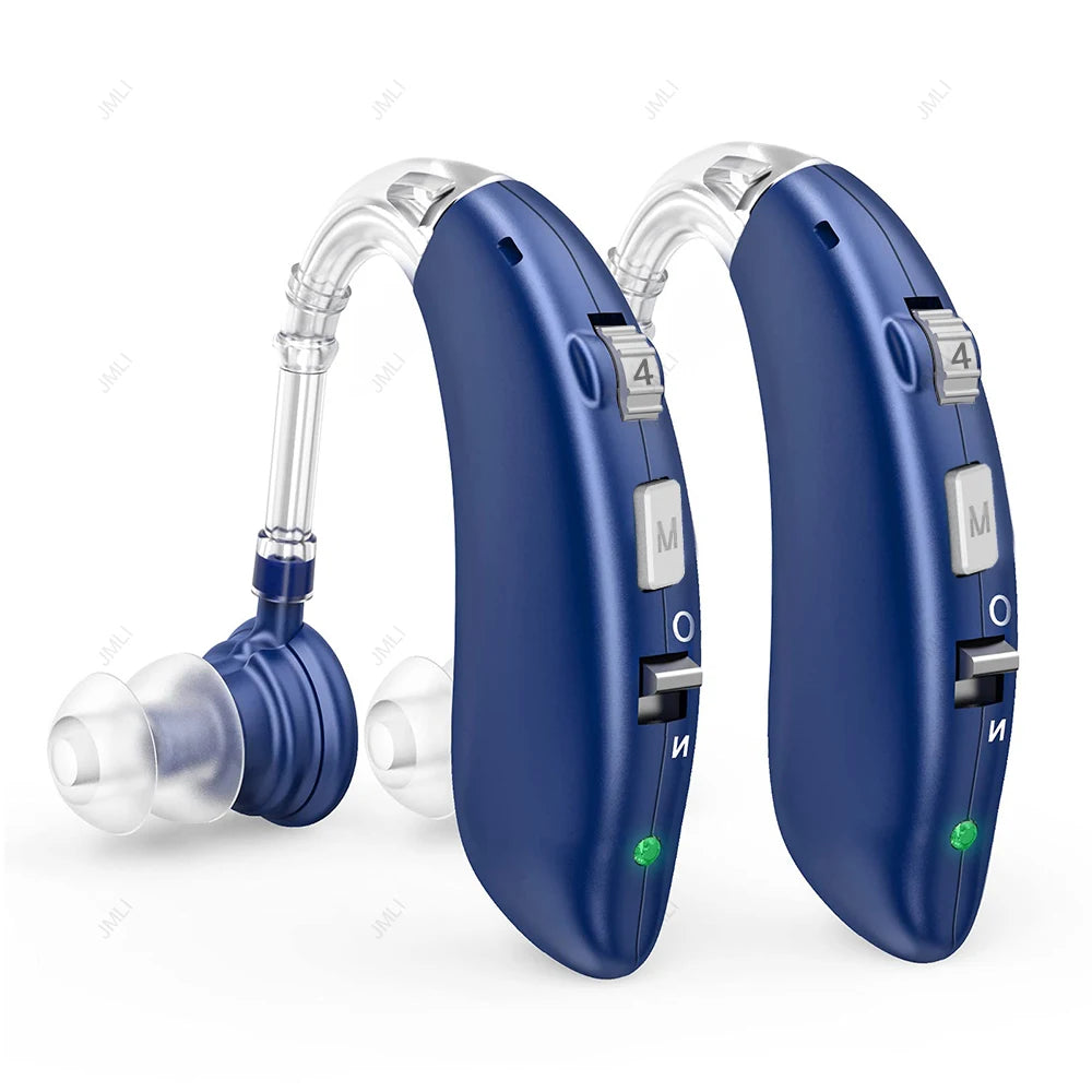Rechargeable Digital BTE Hearing Aid with Tone Control blue-2-pcs by HitMyNeed