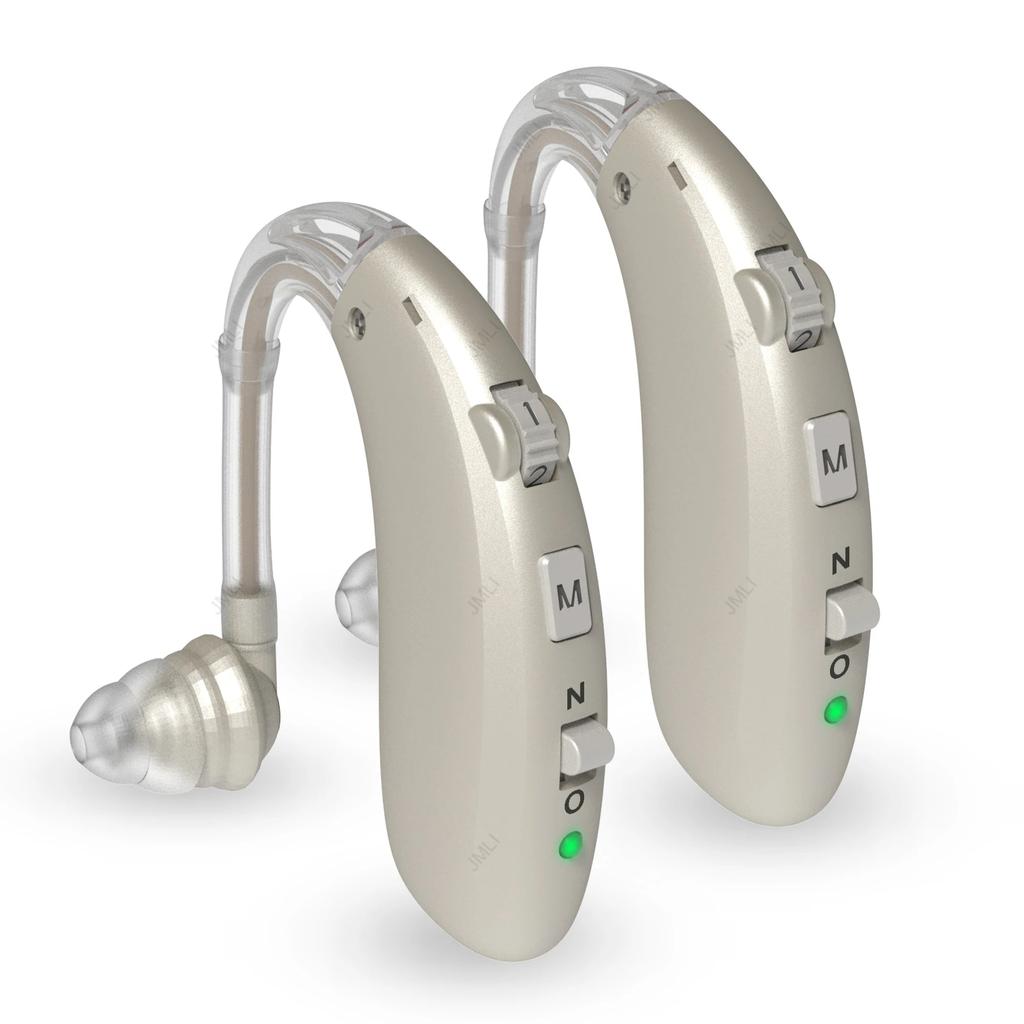 Rechargeable Digital BTE Hearing Aid with Tone Control silver-2-pcs by HitMyNeed