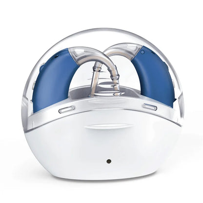 Rechargeable Digital BTE Hearing Aids with Charging Case blue by HitMyNeed