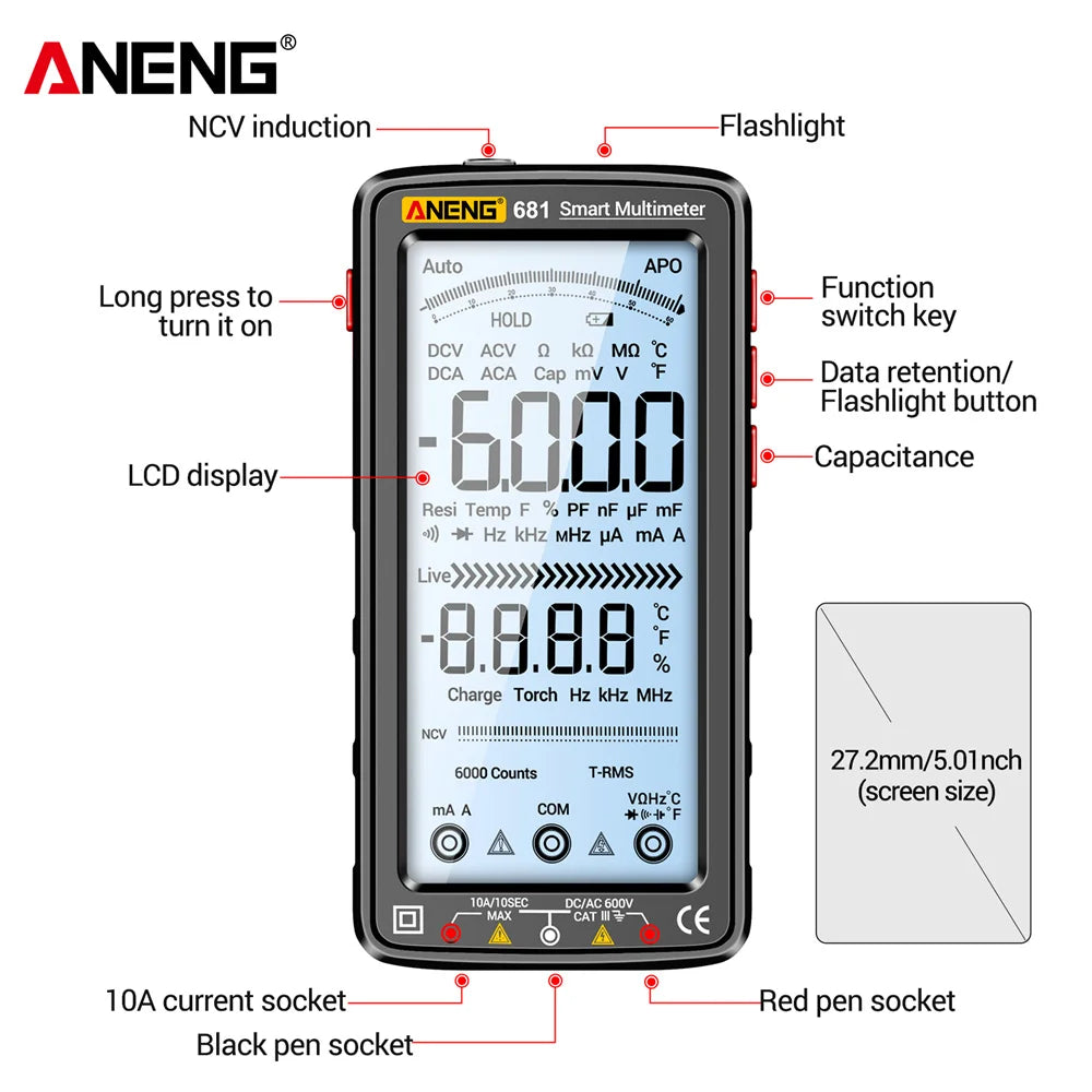 Rechargeable Digital Multimeter with NCV & LCD by HitMyNeed