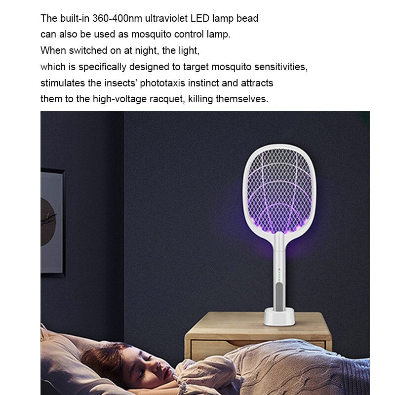 Rechargeable Electric Mosquito Racket with Base by HitMyNeed