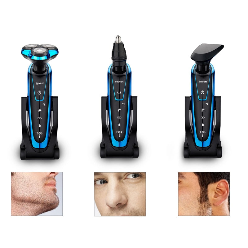 Rechargeable Electric Shaver with 3 Grooming Heads by HitMyNeed