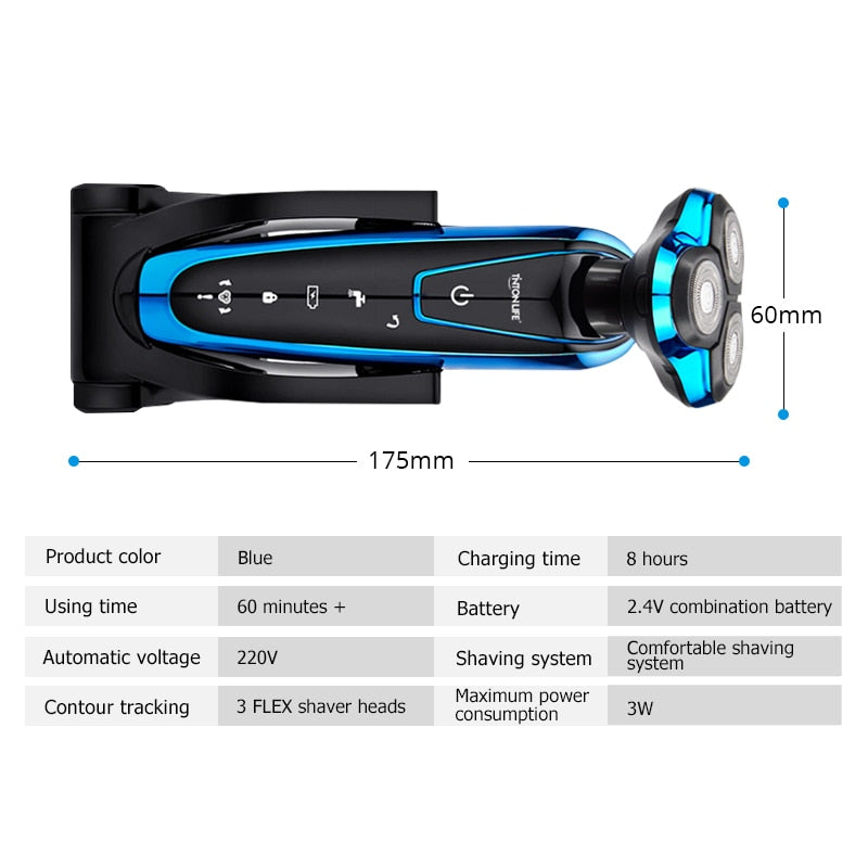 Rechargeable Electric Shaver with 3 Grooming Heads by HitMyNeed