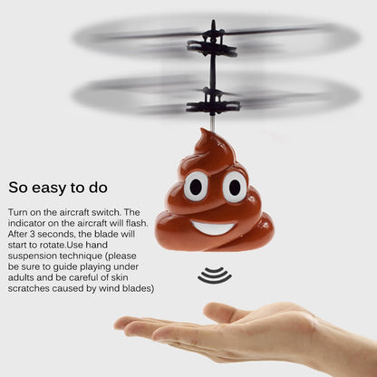 Rechargeable Flying Poop Emoji Toy with Propellers by HitMyNeed