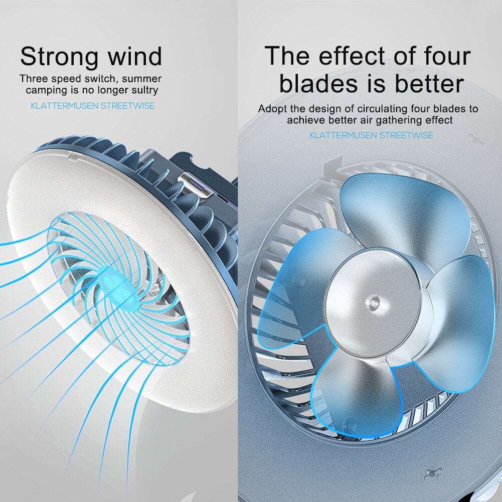 Rechargeable Foldable Camping Fan with LED Light by HitMyNeed