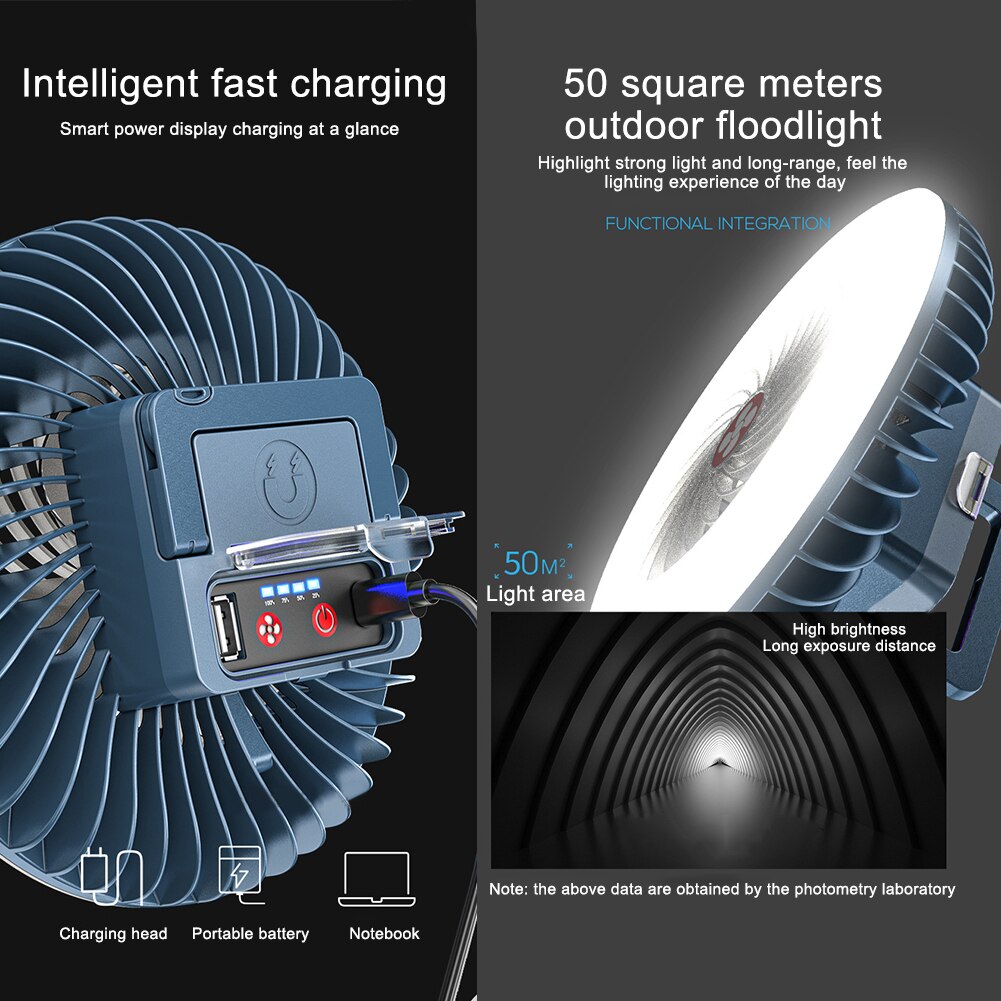 Rechargeable Foldable Camping Fan with LED Light by HitMyNeed