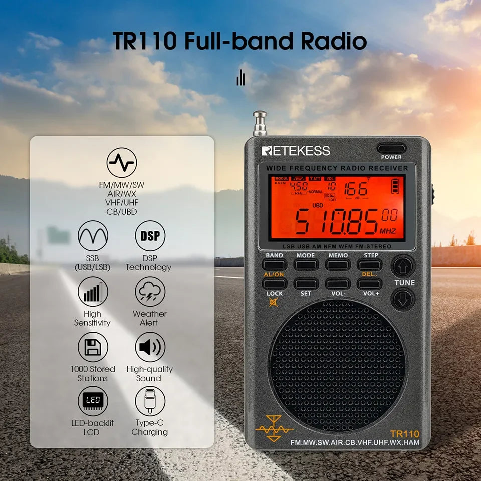 Rechargeable Full-Band SSB Shortwave Radio with Bluetooth by HitMyNeed
