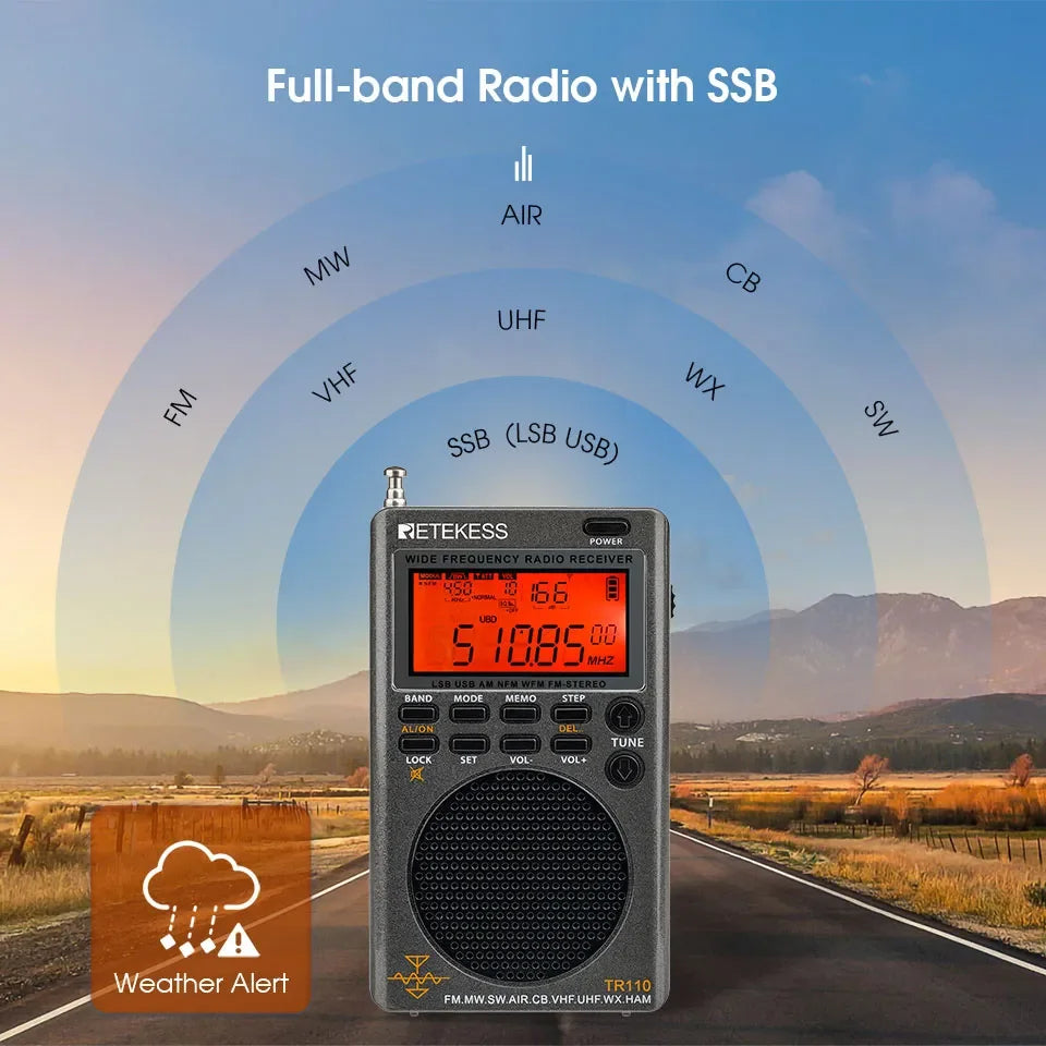 Rechargeable Full-Band SSB Shortwave Radio with Bluetooth by HitMyNeed