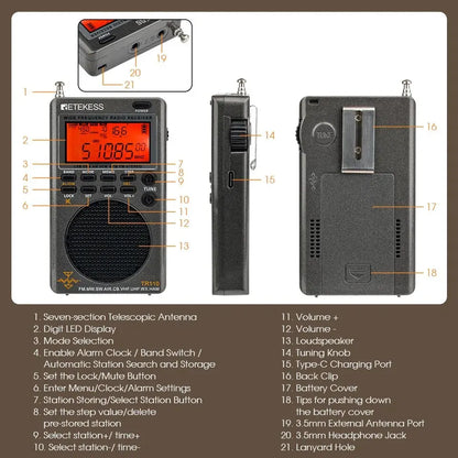 Rechargeable Full-Band SSB Shortwave Radio with Bluetooth by HitMyNeed