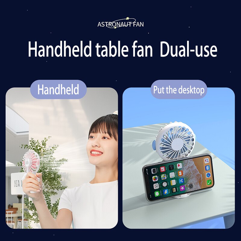 Rechargeable Handheld Cartoon Fan with Stand by HitMyNeed