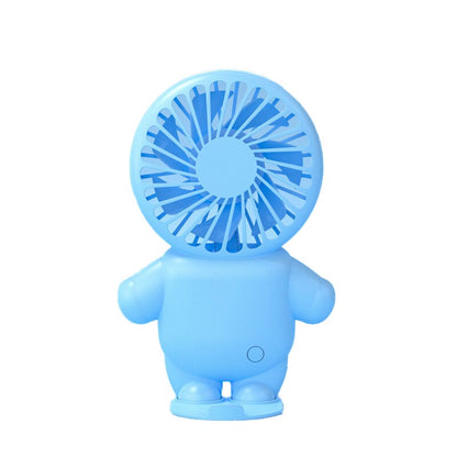 Rechargeable Handheld Cartoon Fan with Stand cute-baby-blue by HitMyNeed