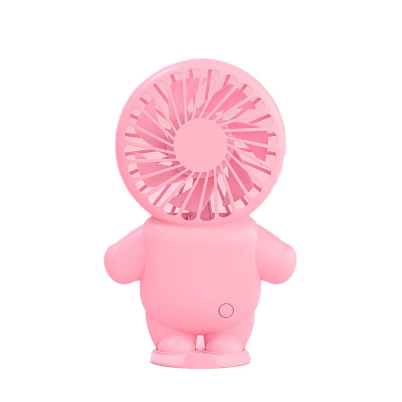 Rechargeable Handheld Cartoon Fan with Stand cute-baby-powder by HitMyNeed