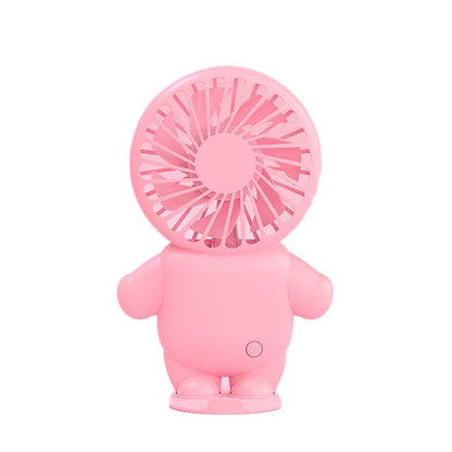 Rechargeable Handheld Cartoon Fan with Stand cute-baby-powder by HitMyNeed