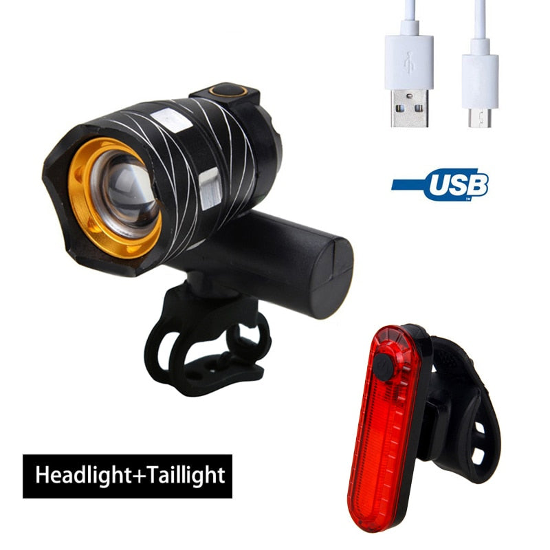 Rechargeable LED Bicycle Headlight and Taillight Set by HitMyNeed