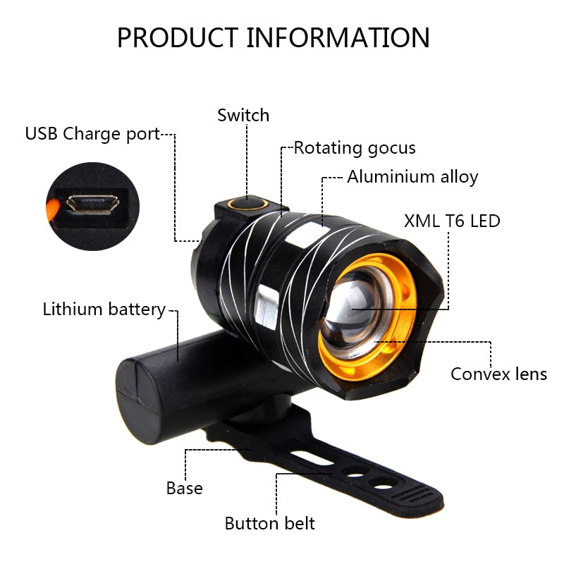 Rechargeable LED Bicycle Headlight and Taillight Set by HitMyNeed