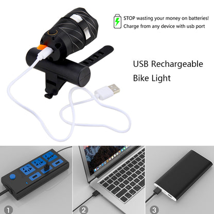 Rechargeable LED Bicycle Headlight and Taillight Set by HitMyNeed